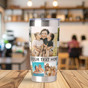 Modern Personalized Photo Collage Insulated Tumbler