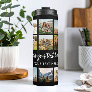 Modern Personalized Photo Collage Thermal Tumbler