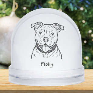 Modern Personalized Pitbull Dog Christmas Snowglobe