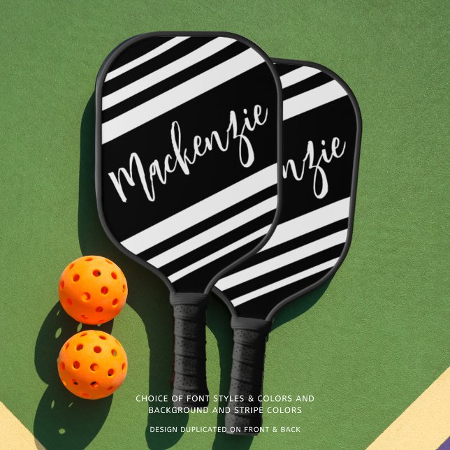 Modern Personalized Striped Custom Color Pickleball Paddle (Creator Uploaded)
