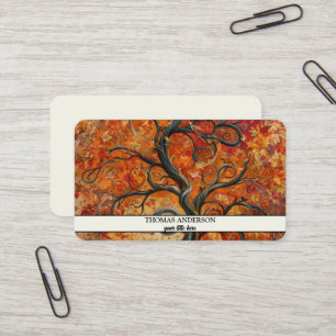 Modern Personalized Tree of Life - Colorful Leaves Business Card