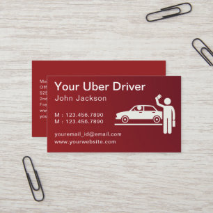 Modern Personalized Uber Driver QR Code Red Business Card