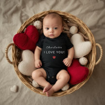Modern Personalized Valentine Baby Bodysuit