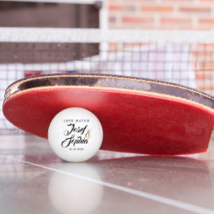 Modern Personalized Wedding Favor Couple Name Date Ping Pong Ball