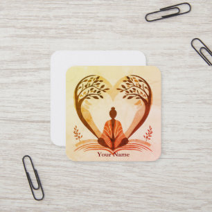Modern Personalized Yoga Medetation   Square Business Card