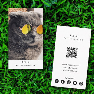 Modern Pet Cat Influencer Photo QR Code  Business Card