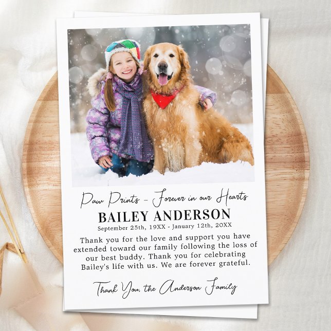 Modern Pet Dog Memorial Custom Photo Sympathy  Thank You Card (Creator Uploaded)