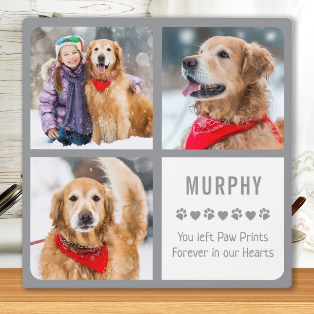 Modern Pet Dog Memorial Photo Collage Plaque (Creator Uploaded)