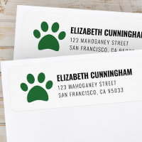 Modern Pet Dog Paw Print | Return Address