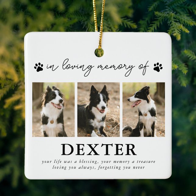 Modern Pet Loss Memorial Photo Ceramic Ornament (Creator Uploaded)