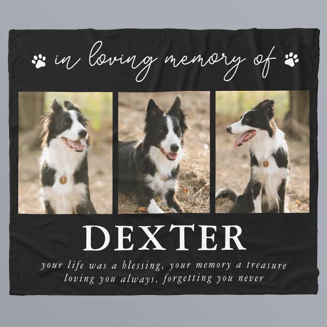 Modern Pet Loss Memorial Photo Fleece Blanket (Creator Uploaded)