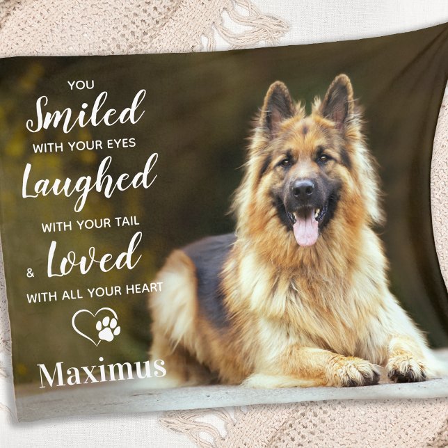 Modern Pet Loss Personalised Photo Dog Memorial Fleece Blanket (Creator Uploaded)