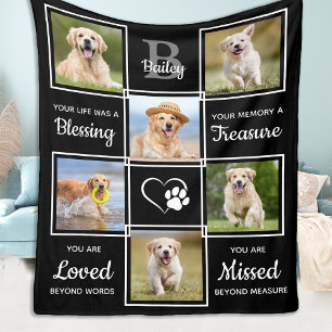 Modern Pet Memorial Gift - Personalised Dog Photo Fleece Blanket