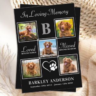 Modern Pet Memorial Personalised 5 Photo Collage Thank You Card