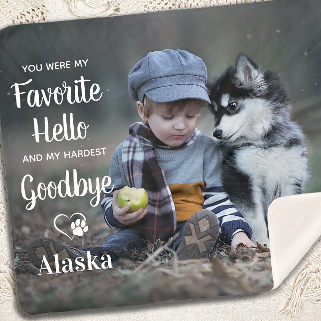 Modern Pet Memorial Personalised Dog Photo Sherpa Blanket (Creator Uploaded)