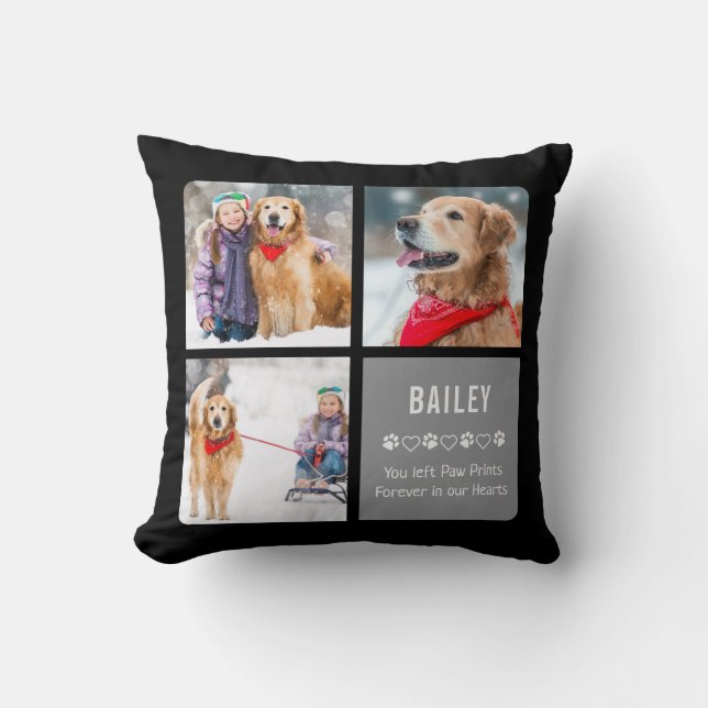 Modern Pet Memorial Pet Loss Gift Photo Collage Cushion (Front)