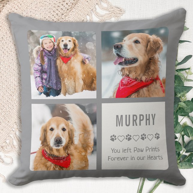 Modern Pet Memorial Photo Collage Cushion (Creator Uploaded)