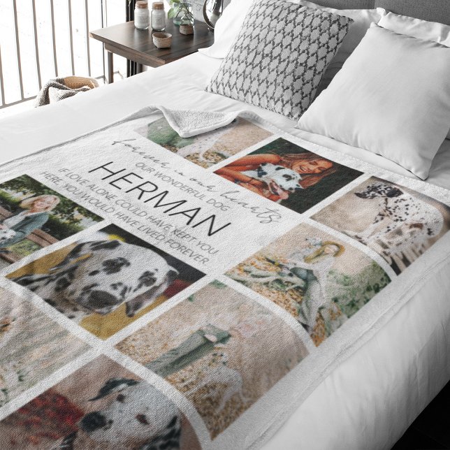 Modern Pet Memorial Photo Collage Fleece Blanket (Creator Uploaded)