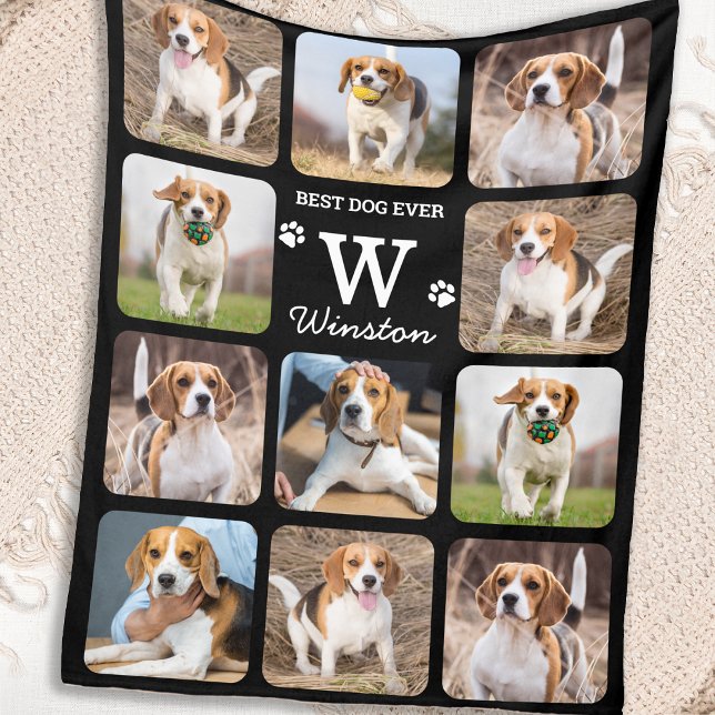 Modern Pet Photo Collage Custom Dog Lover Fleece Blanket (Creator Uploaded)