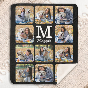 Modern Pet Photo Collage Personalised Dog Lover Sherpa Blanket