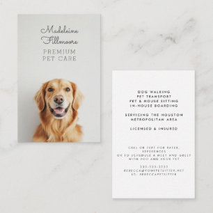 Modern Pet Photo Custom Cat Sitter Dog Walker Business Card