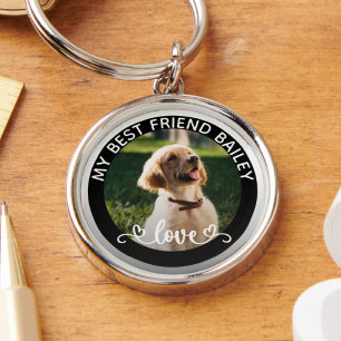Modern Pet Photo Dog Lover Personalised Key Ring