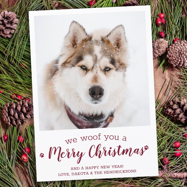 Modern Pet Photo Merry Christmas From The Dog Holiday Card (Creator Uploaded)