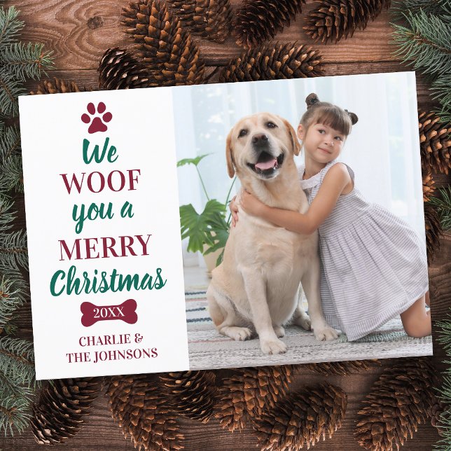 Modern Pet Photo Merry Christmas From The Dog Holiday Card (Creator Uploaded)