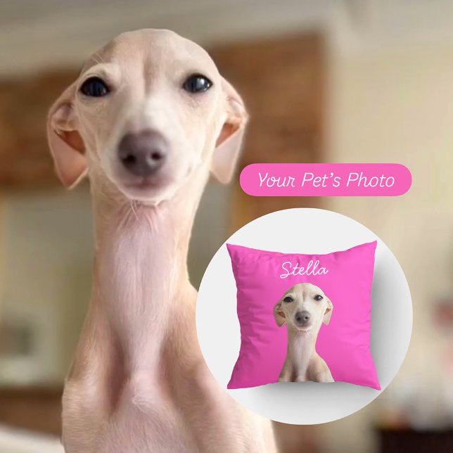 Modern Pet Photo + Name | Dog Dad Cat Mum Gift  Cushion (Creator Uploaded)