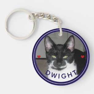 Modern Pet Photo Name Heart Keepsake Key Ring