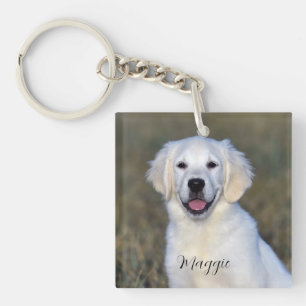Modern Pet Photo Name Key Ring