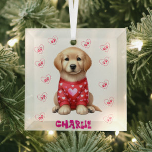 Modern Pet Photo Personalised Whimsical Dog Lover Glass Tree Decoration