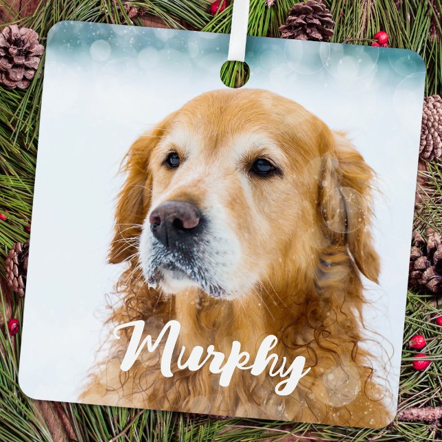 Modern Pet Photo Personalised Whimsical Dog Lover  Metal Tree Decoration (Creator Uploaded)