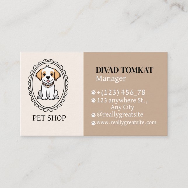 Modern Pet Shop Business Cards (Front)