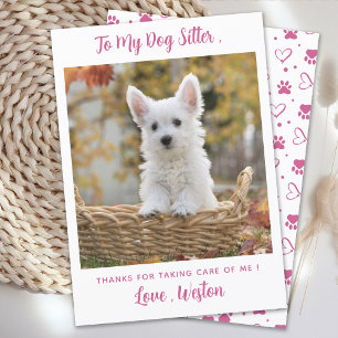 Modern Pet Sitter Custom Dog Puppy Photo Thank You Card