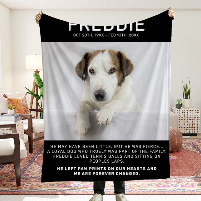 Modern Pet Tribute Photo Keepsake Fleece Blanket (Creator Uploaded)