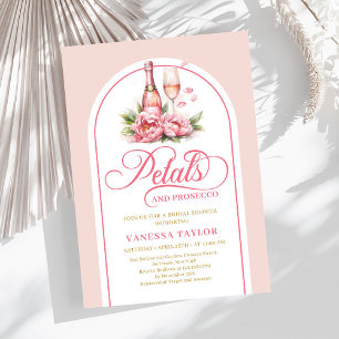 Modern petals and prosecco blush gold shower card