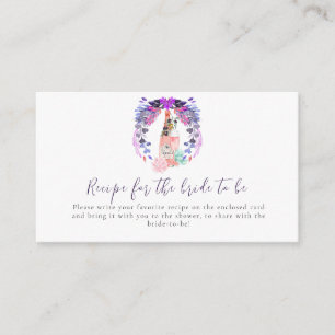 Modern Petals & Prosecco Bridal Shower Recipe Enclosure Card