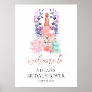 Modern Petals & Prosecco Bridal Shower Welcome Poster