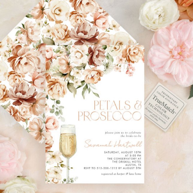 Modern Petals & Prosecco Floral Bridal Shower Invitation (Creator Uploaded)