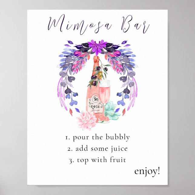 Modern Petals & Prosecco Succulent Mimosa Bar Sign (Front)