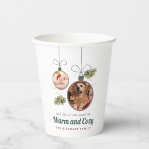 Modern Pets Photos Family Christmas Holiday Paper Cups