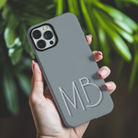 Modern Pewter Grey Monogram Initials Contemporary