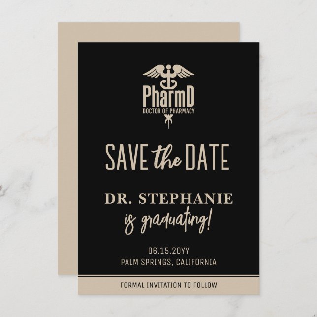 Modern PharmD Doctor Of Pharmacy Graduation Save The Date (Front/Back)