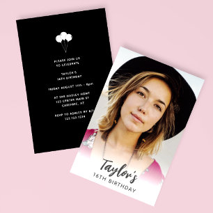 Modern Photo 16th Birthday Invitation