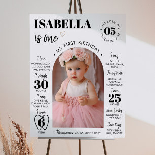 Modern Photo 1st Birthday Milestone Sign