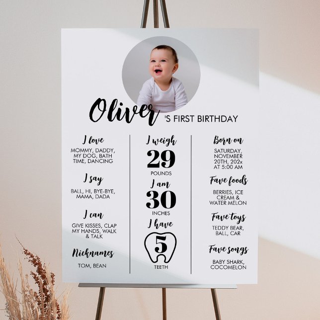 Modern Photo 1st Birthday Milestone Sign (Creator Uploaded)