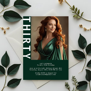 Modern Photo 30th Birthday Invitation – Emerald Gr