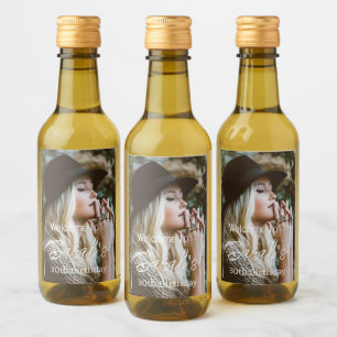 Modern Photo 30th Birthday Party Script Custom Wine Label