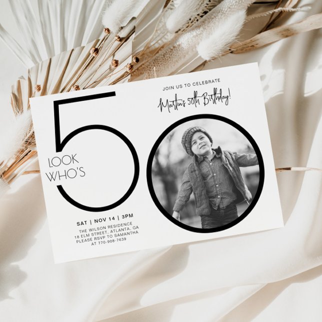Modern Photo 50th Birthday Invitation (Creator Uploaded)